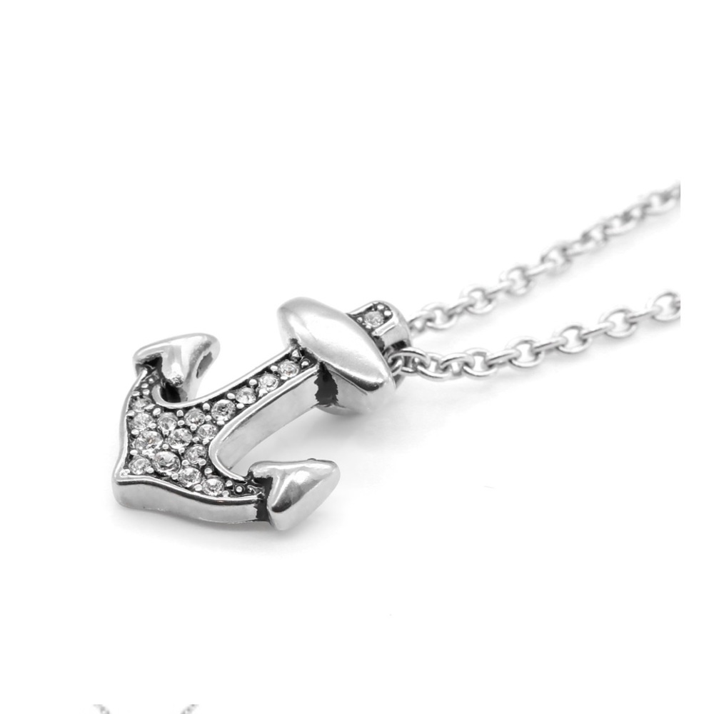 Brilliant Anchor Necklace with Austrian Crystals Stainless Steel NWT - Picture 2 of 5